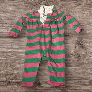 Ralph Lauren Pink and Green Striped One Piece Polo Collar Baby Onesie size 9M